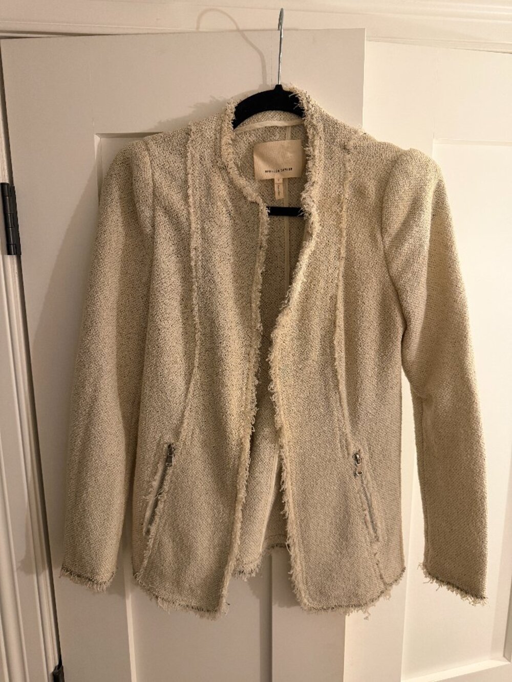 Rebecca Taylor Cream Bouclé Tweed Jacket Blazer Size 2